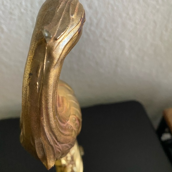 2 Vintage MCM Gold Gliding Peacocks Collectible Table Sculpture 13 1/4”& 8”H - Picture 9 of 16